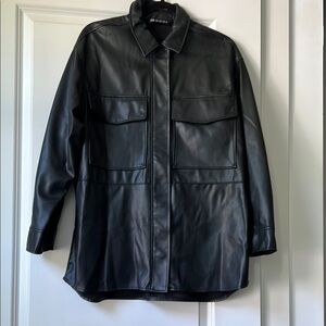 Zara Charcoal Faux Leather Jacket